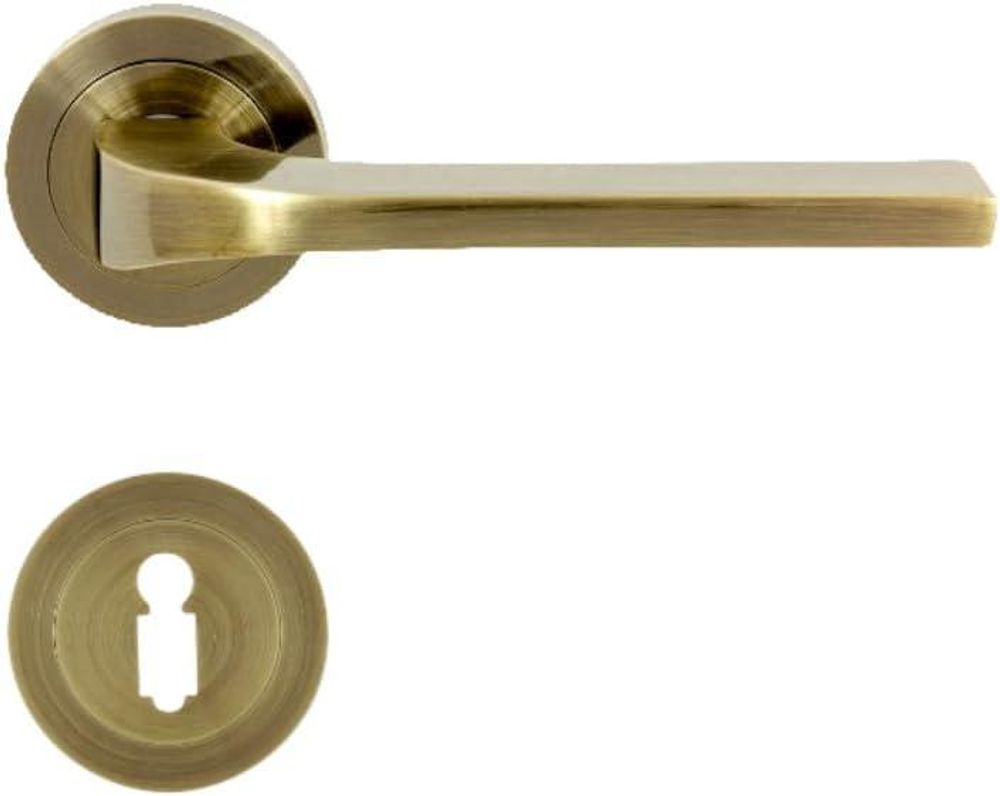 DOMINO Türgriff Drückergarnitur BB-Buntbart Set | Rund-Rosette | Türklinke für Bürotür, Kellertür & Innentür | aus Aluminium | Bronze Farbe| TIPO-R M3