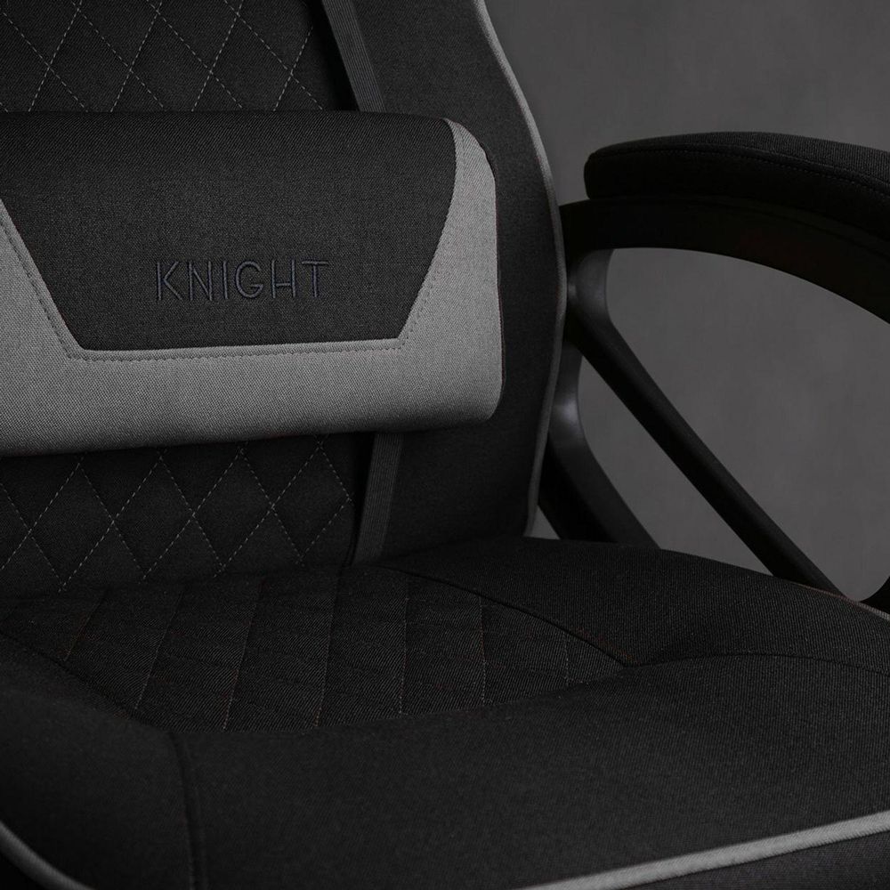 SENSE7 Knight Gaming Krzesło z tkaniny czarno-szare - Ergonomiczne krzesło biurowe Krzesło biurkowe Krzesło komputerowe Krzesło dla graczy Krzesło wyścigowe 120 kg krzesło