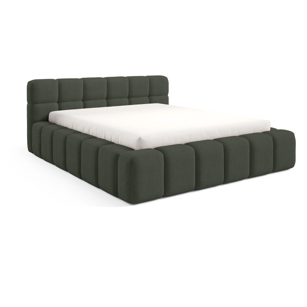 Dekori Polsterbett 140x200 NUBO PREMIUM Wolkenbett mit Bettkasten, Boucle Bett – Grün (Quelle 37)