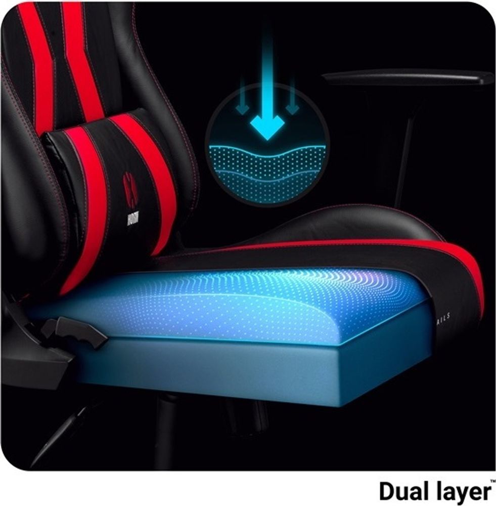 Diablo X-Horn Gaming Stuhl Bürostuhl Schreibtischstuhl 3D Armlehnen Ergonomisch Nacken/-Lendenkissen Kunstleder Wippfunktion, Farbe: Rot, Größe Normal