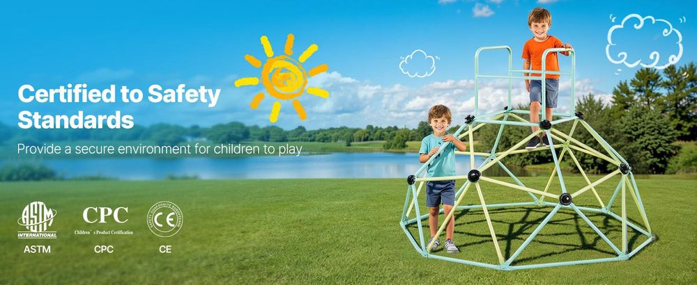 VEVOR Kletterkuppel geometrisches Klettergerüst (183 cm) breit, 270 kg belastbares Klettergerüst, Klettergerät für Kinder von 3 bis 10 Jahren Gartenspielzeug Spielplatz blau + grün