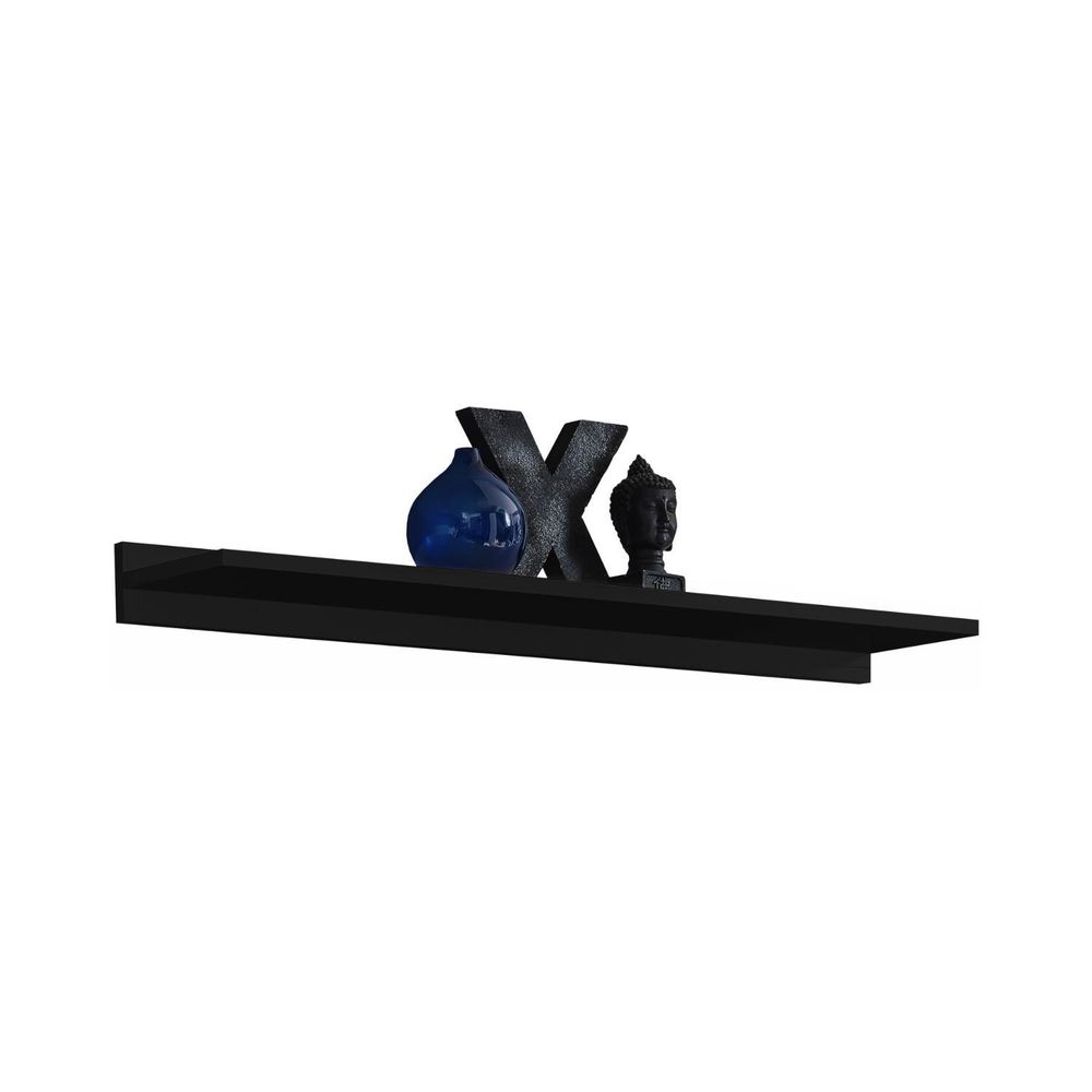 Komodee | Wohnwand Wohnzimmerset Tivoli Grande, Korpus Schwarz Matt Frontfarbe Schwarz Matt, LED Blau
