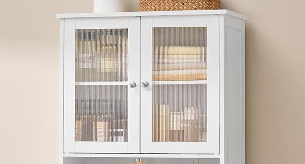 VASAGLE Badezimmerschrank, Badschrank, Aufbewahrungsschrank mit verstellbaren Ablagen, Schublade, offenen Fächern