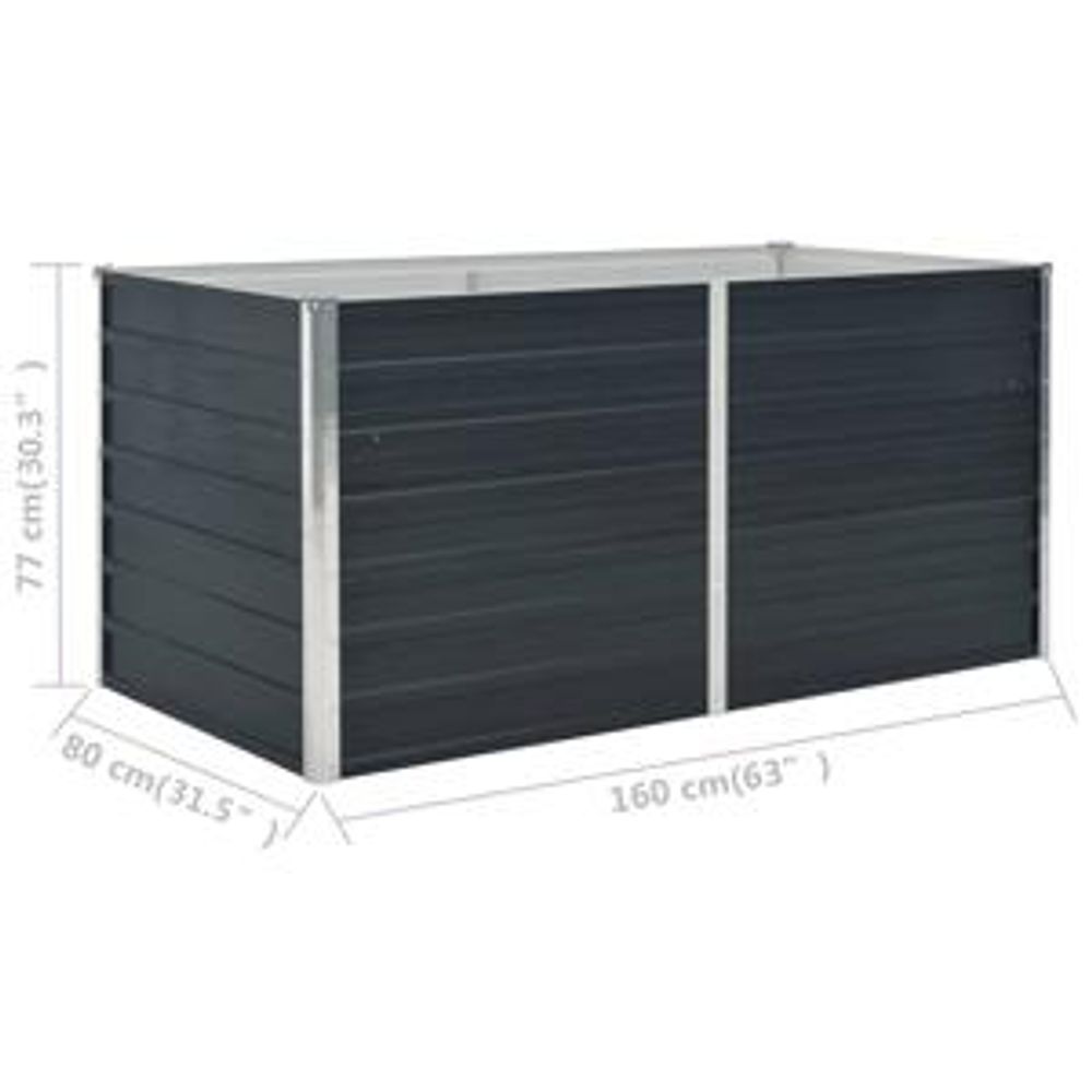VIDAXL -Planzer erhöhte 160 x 80 x 77 cm zincato Stahl -Anthrazit