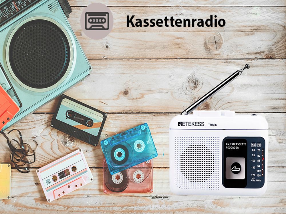Retekess TR606 Tragbarer Kassettenrekorder, FM/AM Radio,Schneller Vor-/Rücklauf, Tape Recorder, Geschenk für ältere Menschen (Weiß)