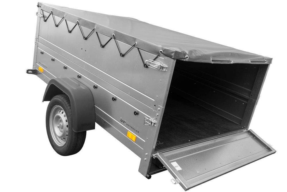 Anhänger kippbar GARDEN TRAILER 201 KIPP mit zusätzlichen Bordwänden, Stützrad und Flachplane