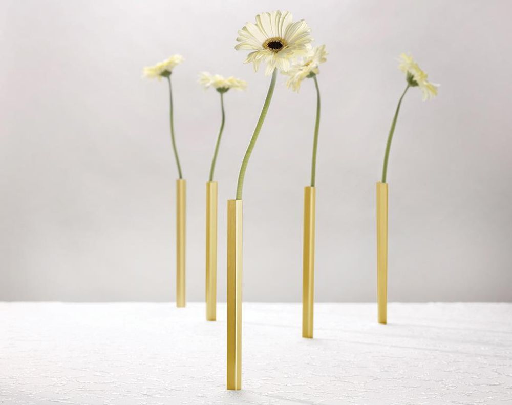 PELEG DESIGN - Stilvolle magnetische Vasen aus Aluminium in Gold| 5er Set für kreative Dekorationen - Platzsparend und elegant | Blumenvase | Moderne Deko | Geschenk zum Muttertag, Geburtstag