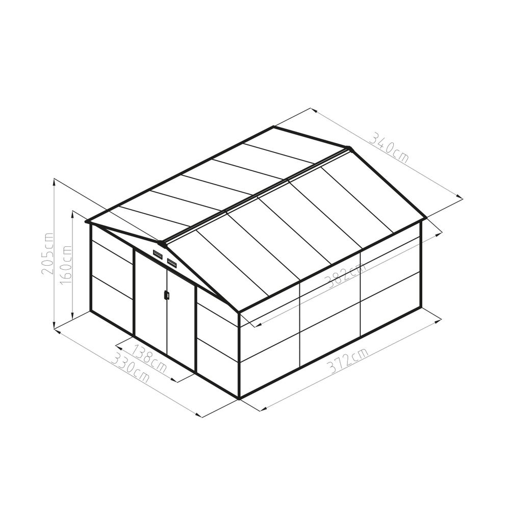 Abmessungen der Konstruktion des Gartenhauses G21 GAH 1300
