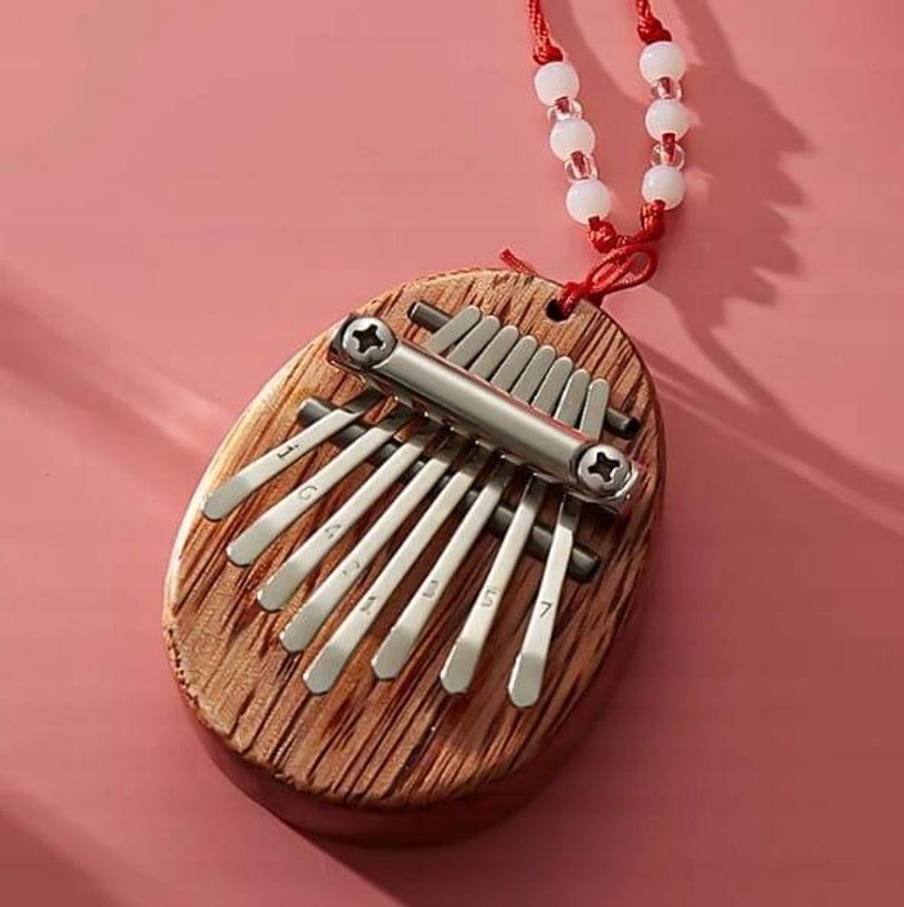 Mini Kalimba - 8 klawiszy - Drewno mahoniowe - Afrykańskie pianino kciukowe - z paskiem