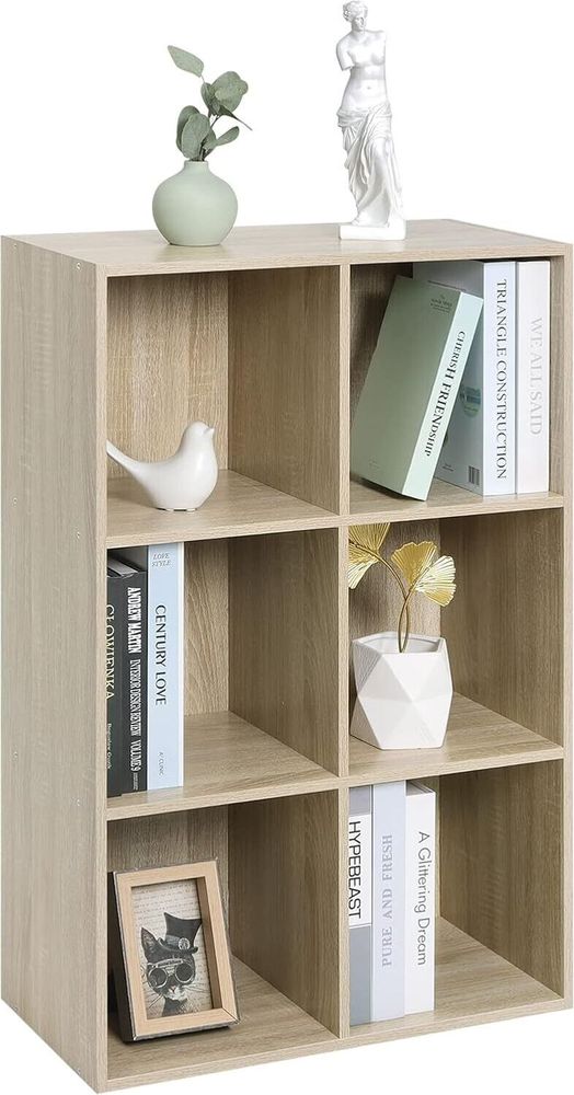 WOLTU Bücherregal Würfelregal 6 Fächer, Büroregal Aktenregal, Holzwerkstoff : Weiß Farbe: Weiß