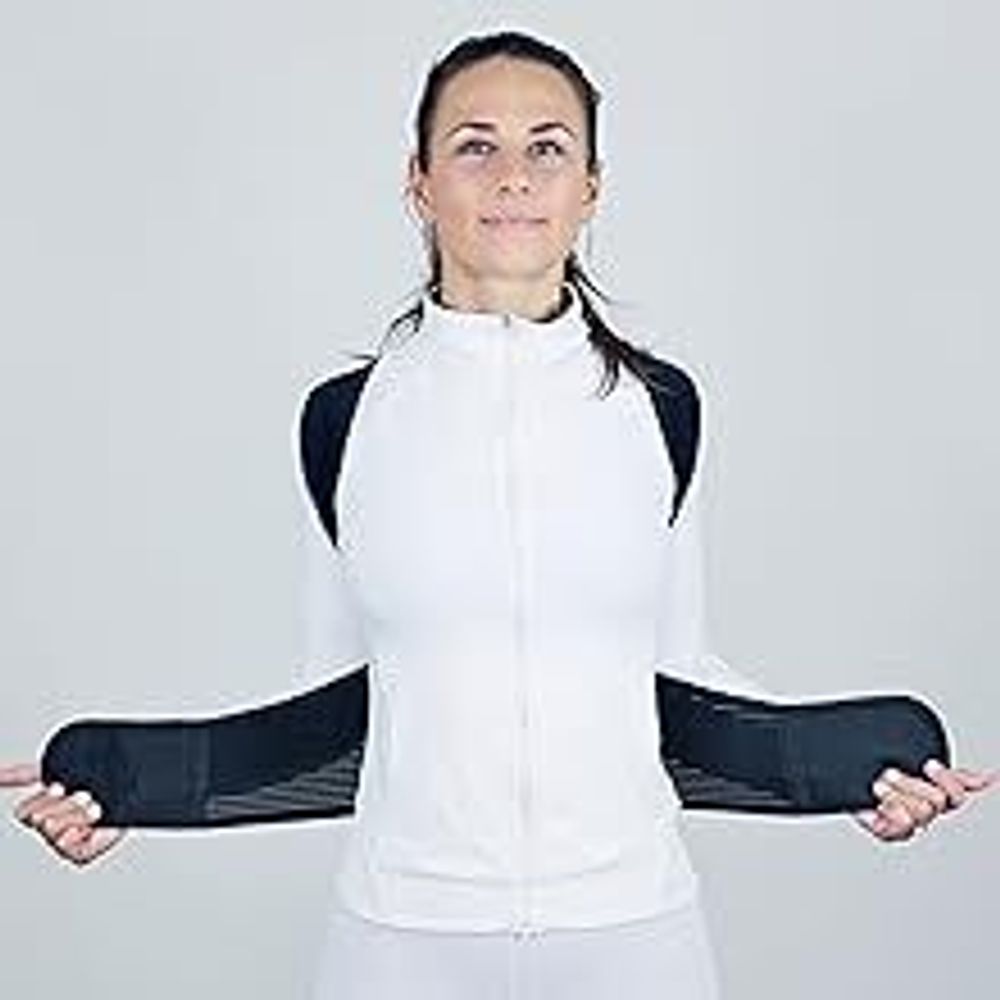 DH FitLife Haltungskorrektur | Rücken Geradehalter mit Taille | Haltungstrainer | Rückentrainer | Rücken & Schultergurt | Rückenstütze | Posture Corrector | für Damen u. Herren | M Taille 80-100cm