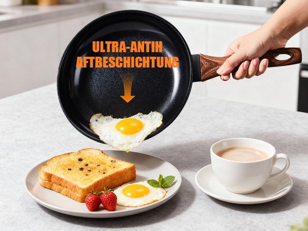 17 teiliges Aluminium Kochgeschirr Set mit 5 Töpfen, 2 Deckeln und zusammensetzbaren Griffen, keramische Beschichtung, schwarz