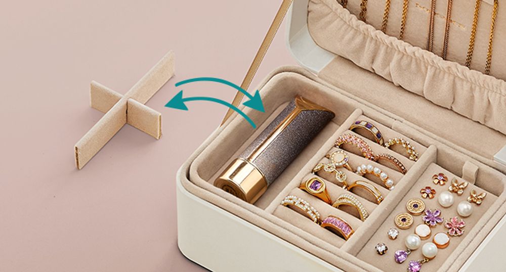 SONGMICS Schmuckkästchen Reise, Schmuckkasten klein, 2 Ebenen Schmuckaufbewahrung, tragbar, Schmuck-Reiseetui, für größere Accessoires