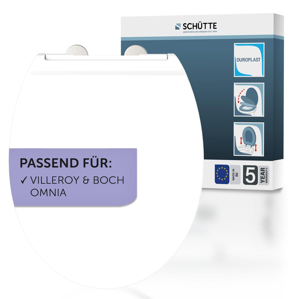 SCHÜTTE WC-Sitz passend für Villeroy & Boch OMNIA, mit Absenkautomatik und Schnellverschluss, weiß