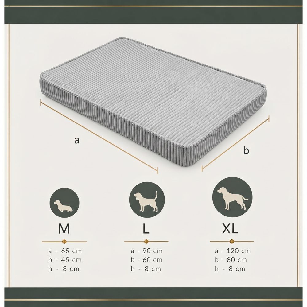 HUNDEBETT HUNDEKISSEN HUNDEMATTE CORD XL 120x80 CM Grau