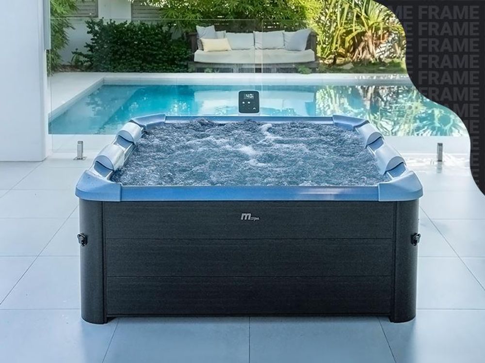 Miweba MSpa Whirlpool Frame Oslo | für 6 Personen - App Steuerung - Outdoor Pool mit Fester Außenwand - UVC-Reinigung - Hot Tub - 160x160cm - Amber