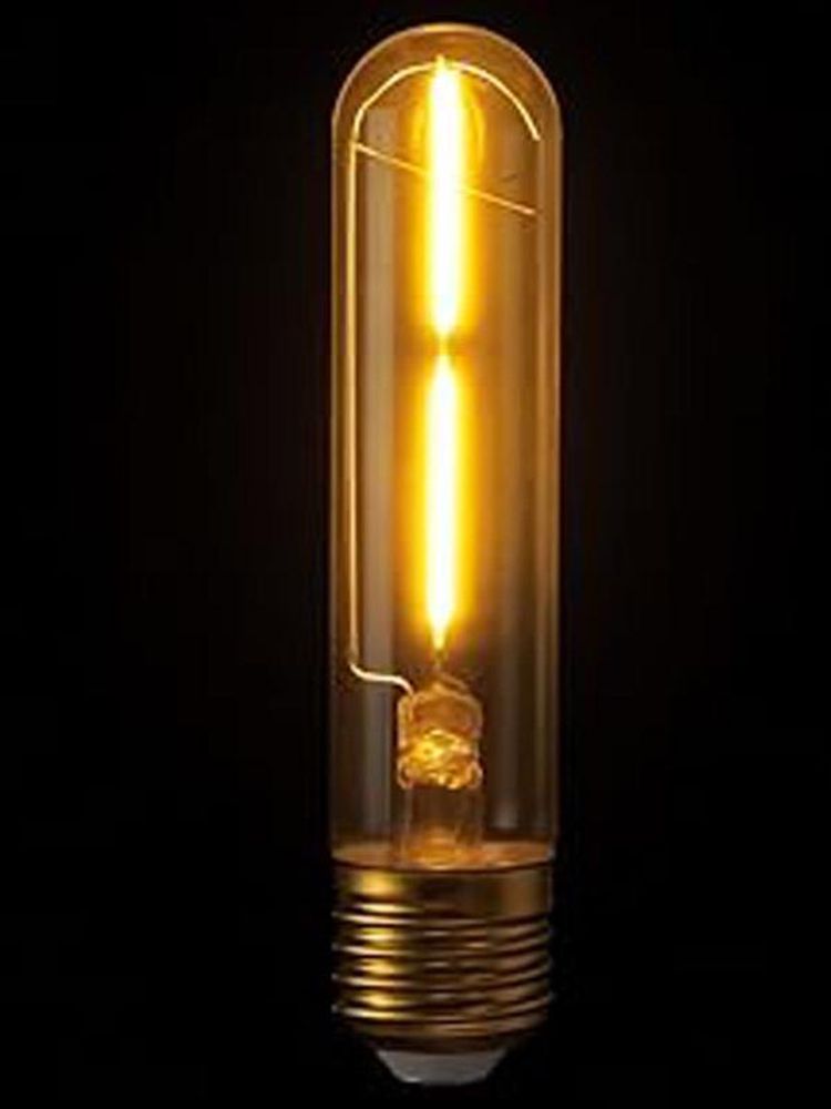 Das Bild zeigt eine Röhrenlampe in warmweißem Licht