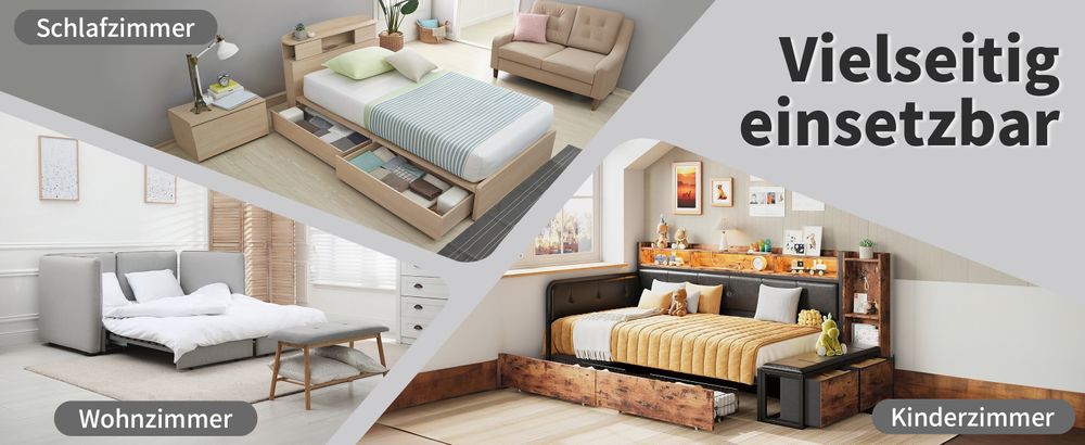 okwish Schlafsofa Polsterbett 140x200 Daybett mit LED-Licht und USB-Ladeanschluss, mit Rückenlehne und Kopfteil,Samtstoff,Hellgrau-Ohne Matratze