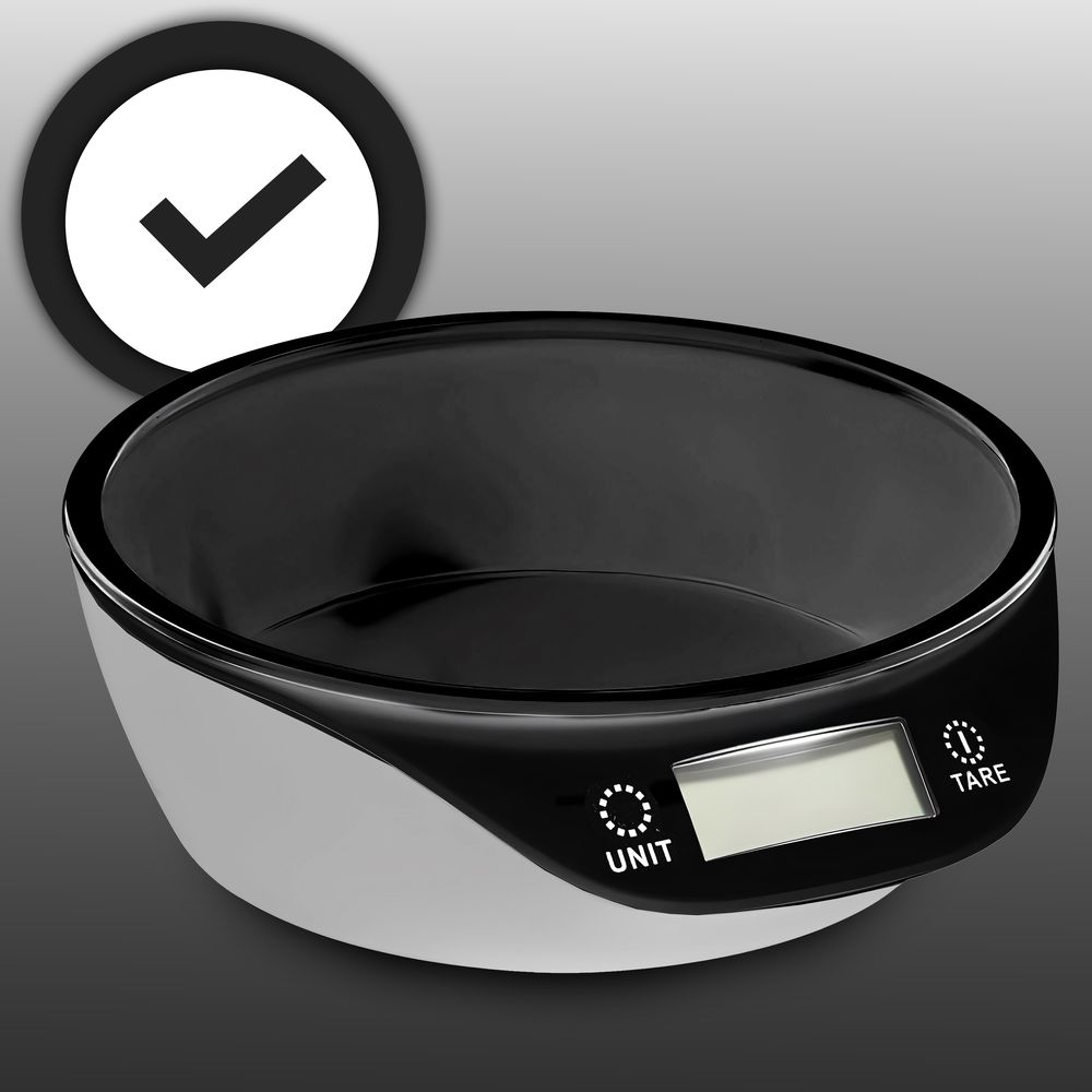 Digitale Küchenwaage mit Schüssel Digitalwaage mit LCD Display und Tara-Funktion Elektronische Waage bis 5kg Lebensmittelwaage Schwarz Retoo