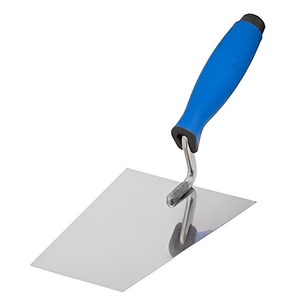 Mivos Edelstahl Trapezkellen-Set 3-teilig 140 mm 160 mm 180 mm – Rostfreie Maurerkellen in Trapezform - Stukkateurkellen mit Gummigriff, Glättekellen