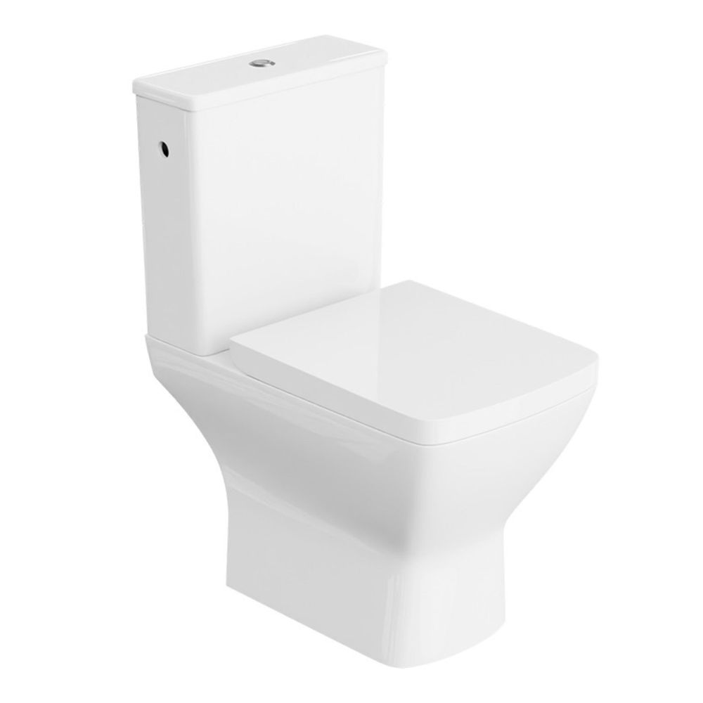 AQUA for you | Stand-WC - Lavita Lotus - WC-Kompakt - 61x37x79 cm - waagerechter Abgang - Weiß - mit Spülkasten, Softclose-Sitz, Rimless-Toilette