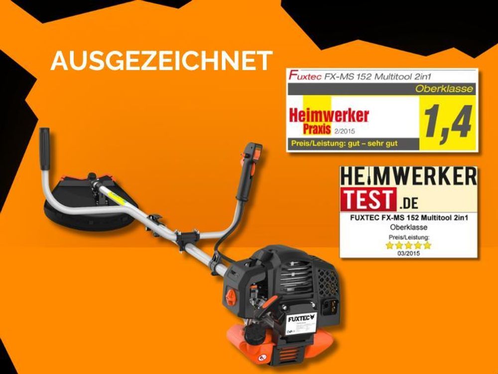 FUXTEC Benzin Motorsense FX-MS152 - 52ccm | Rasentrimmer mit 3PS | 2-Takt | 7,5Kg | 9-Zahn | Easy Start | Doppelfadenkopf + Messer | Freischneider
