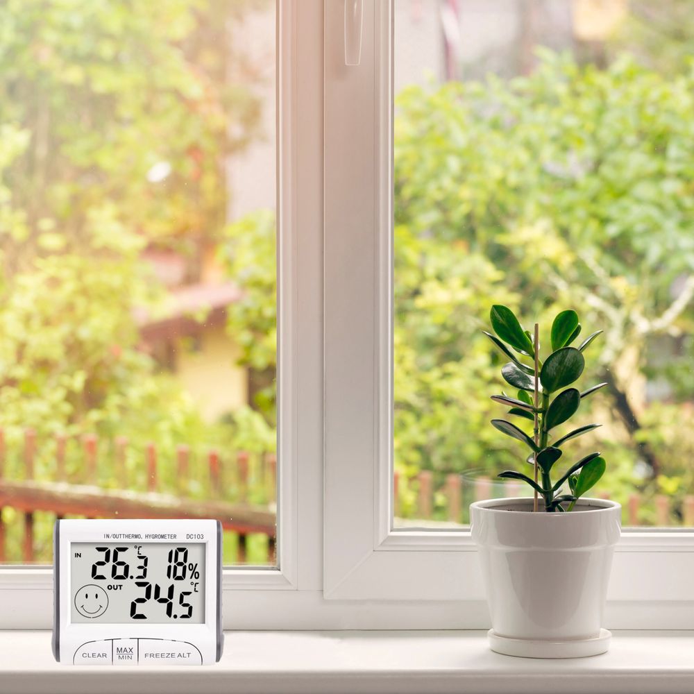Digital Thermometer mit Aussenfühler Hygrometer Innen Temperatur Luftfeuchtigkeitmessgerät Messung Temperaturmessung Celsius Fahrenheit Retoo