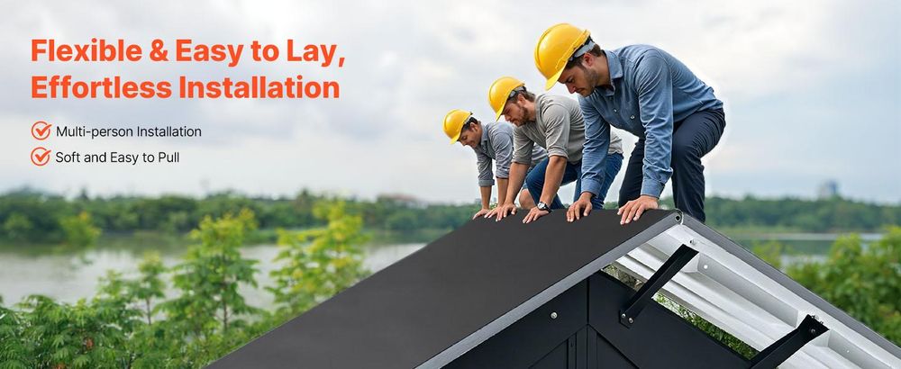VEVOR Rollendach, 20 x 25 ft, 45 mil EPDM Gummidach, Lange Lebensdauer & Wetterbeständig, Hält extremen Temperaturen stand, Flexibel & Einfache Installation, Dachunterlage für Wohnmobile, Dächer, Teiche, 20 x 25 ft