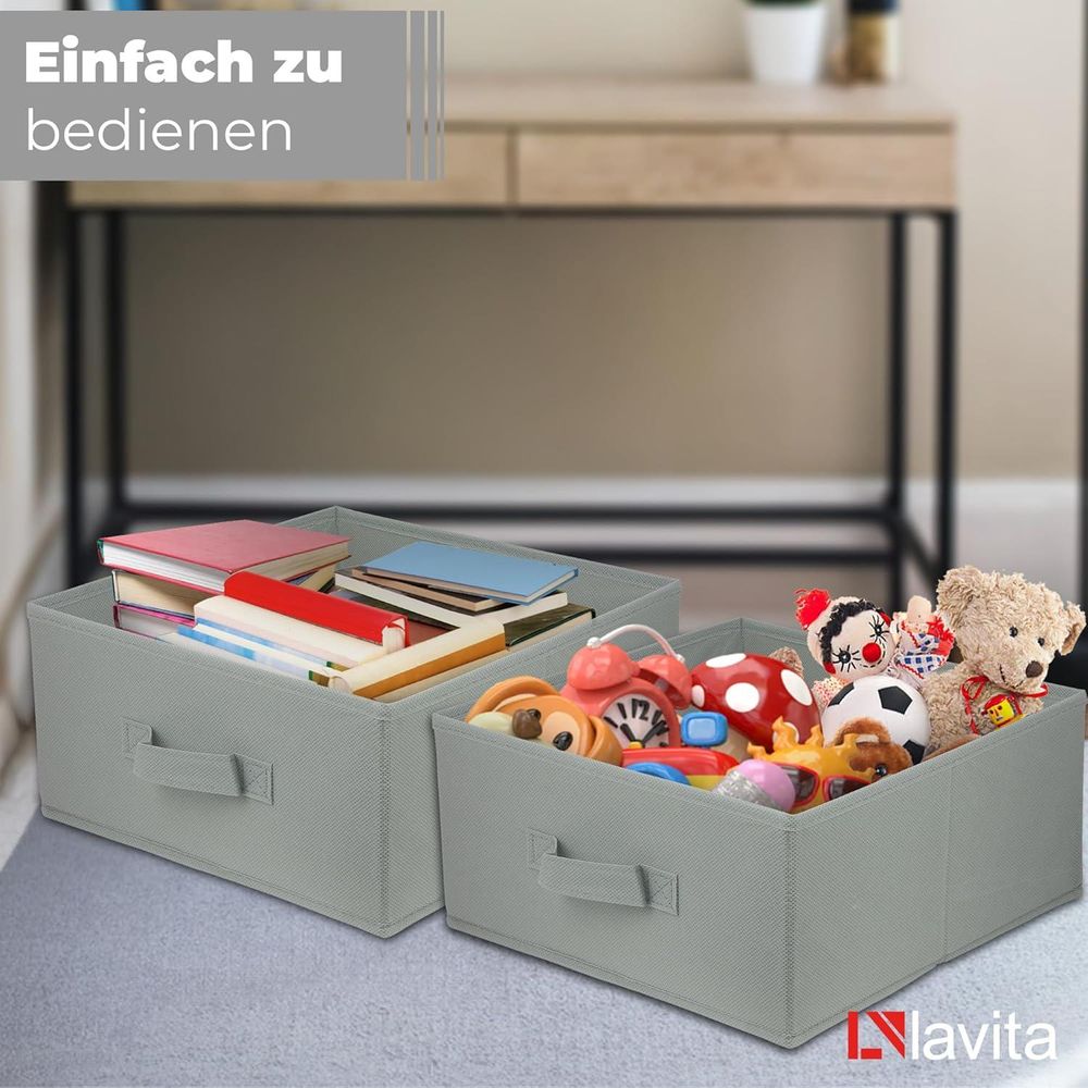 Lavita Storage Box | faltbare Aufbewahrung Boxen 31 x 31 x 15 cm | Schubladen-Organizer Box| Ordnungssysteme für Kleidung | Kleideraufbewahrung & Organisation | hellgrau | 6 stück