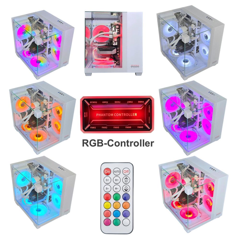 Gaming PC WHITE | NVIDIA RTX 5050 | 32GB RAM 500GB SSD | Intel 12 Core | RGB Lüfter mit Fernbedienung | Wasserkühlung | WLAN 5 | Win 11 | TPM 2.0