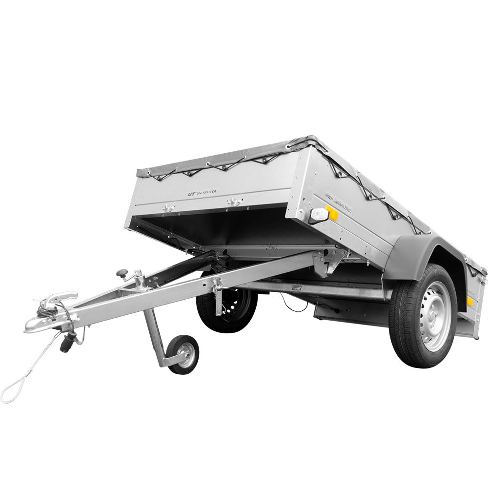 Anhänger Kipper Garden Trailer 230 KIPP [230 cm x 125 cm] mit Flachplane und Stützrad 750 kg