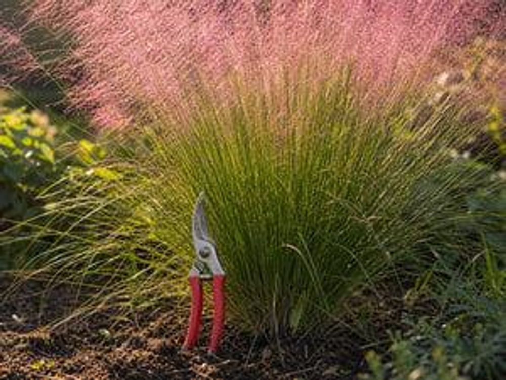 Gartenschere lehnt am Horst, entspannte Stimmung