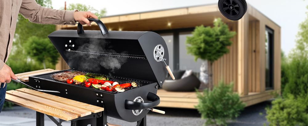 Grill węglowy ogrodowy LEHMANN NEVADA z pokrywą zamykany stołowy przenośny beczka BBQ