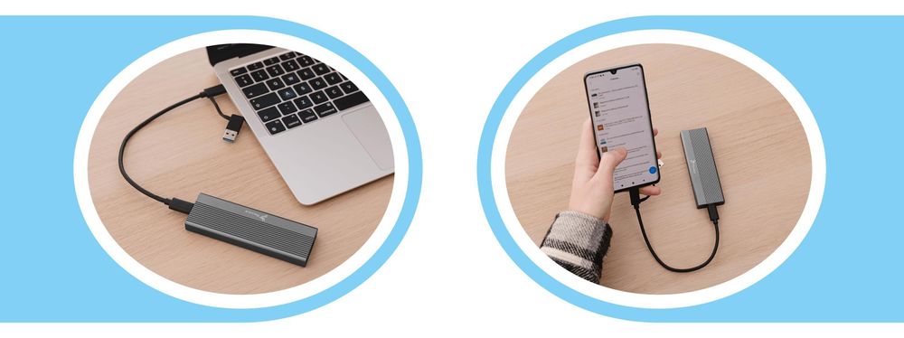 REAGLE GEHÄUSE FÜR M.2 NVME PCIE SSD-ADAPTER, 2-IN-1, USB-C 3.2, 10 GBIT/S, M.2-STECKPLATZ Übertragungsgeschwindigkeit 10 Gbit/s