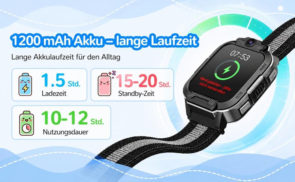 2026 4G Kinder Smartwatch mit GPS Telefon Video SOS für Jungen Mädchen Smartwatch 4-fache Ortung (GPS, WLAN, LBS, AGPS), Sicherheitszonen, Eltern App
