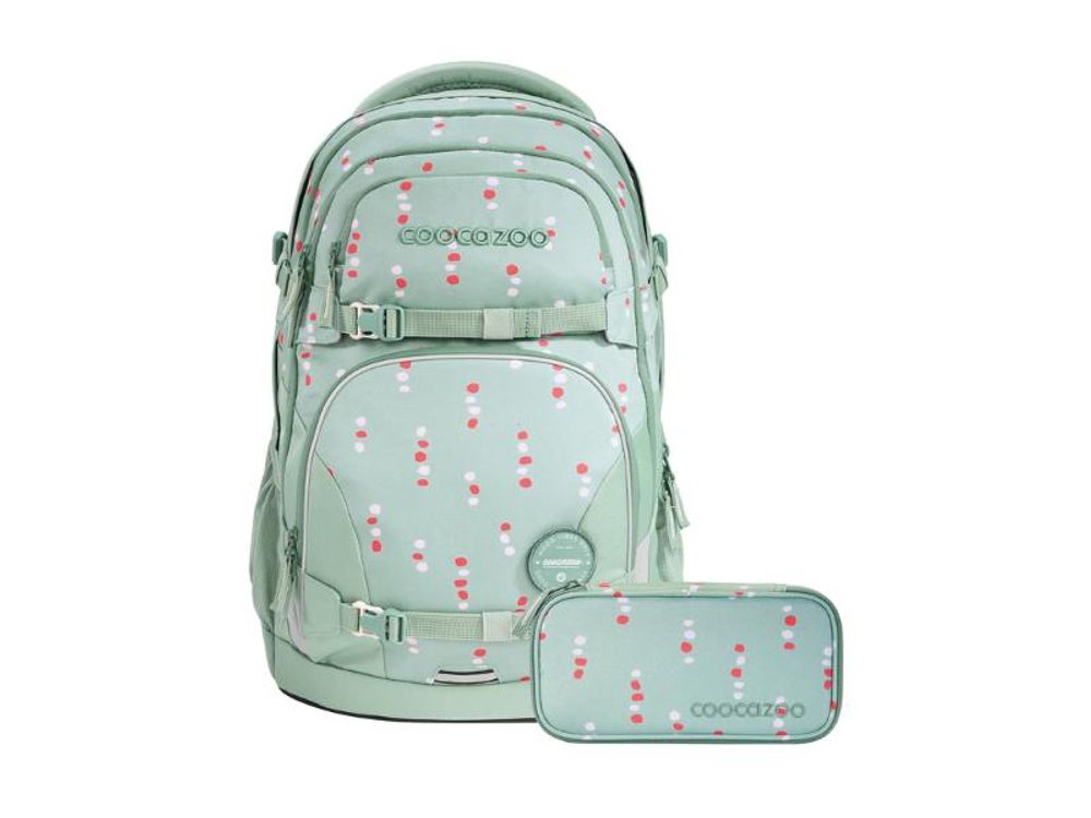 coocazoo Schulrucksack-Set PORTER Dancing Dots, inkl. Mäppchen, 2 teilig
