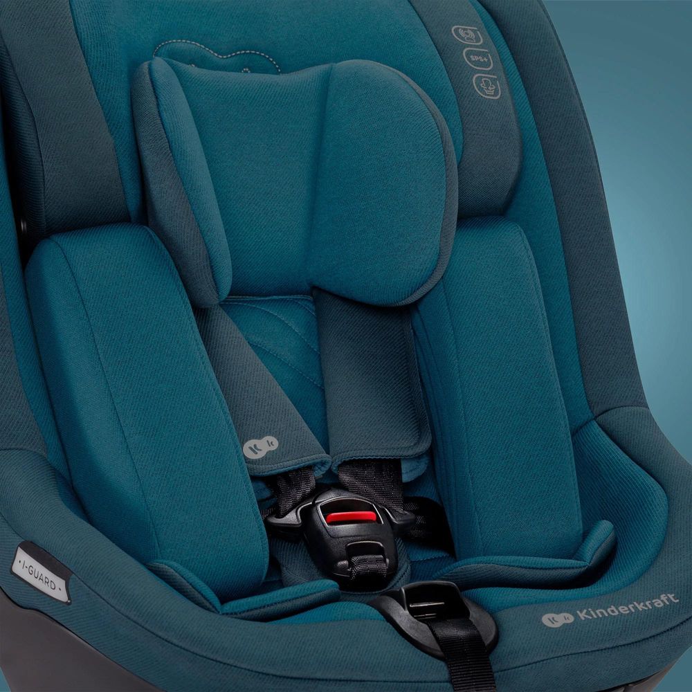Kinderkraft I-GUARD i-Size - Autositz 40-105 cm - R129 Norm - 360° - H-GUARD SYSTEM - ISOFIX - Belüftete Schale - Verstellbare Kopfstütze - Grau
