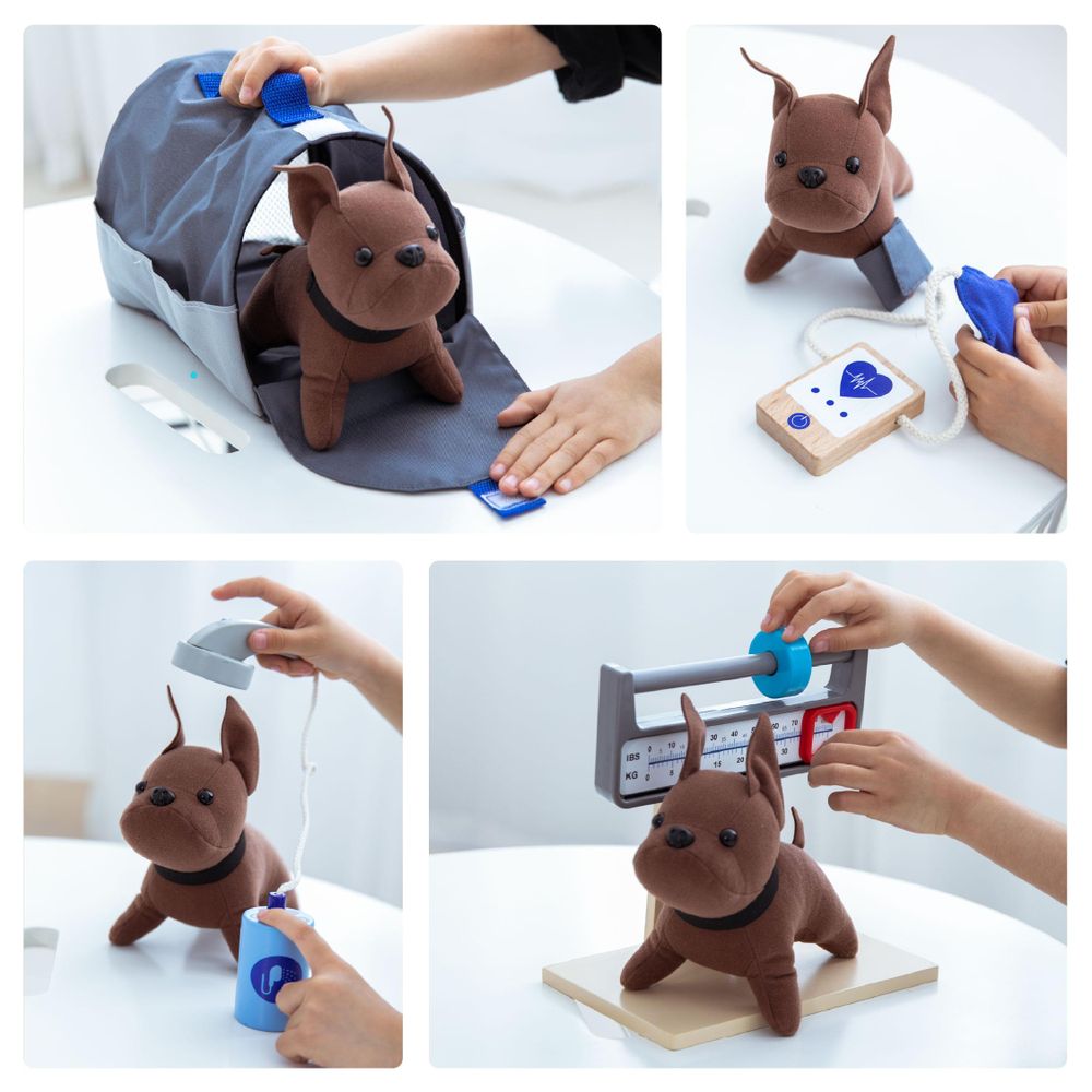 Kind untersucht einen tierischen Patienten mit dem UMU Tierarzt-Set