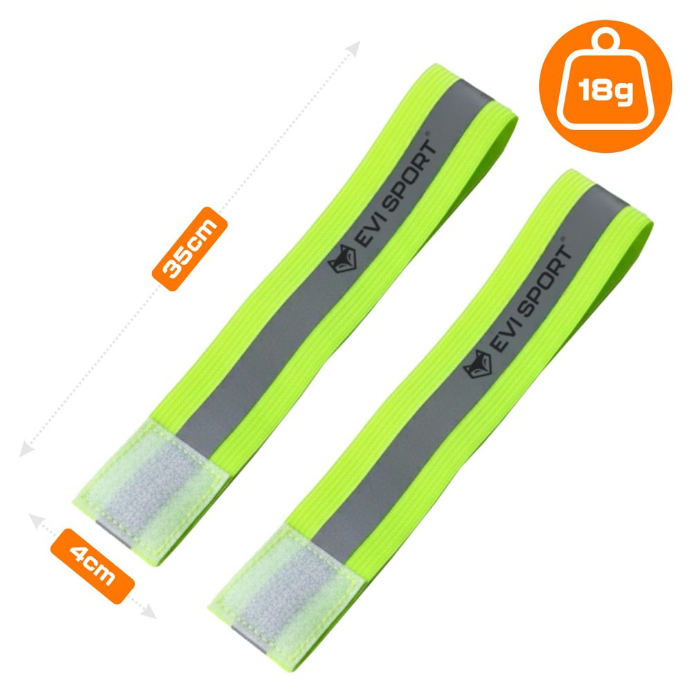 Reflektorband 2er Set, Reflektor zum Laufen & Radfahren, Sicherheitsband verstellbar mit Klettverschluss für Arm & Bein, EVI SPORT ActiveFlash Grün