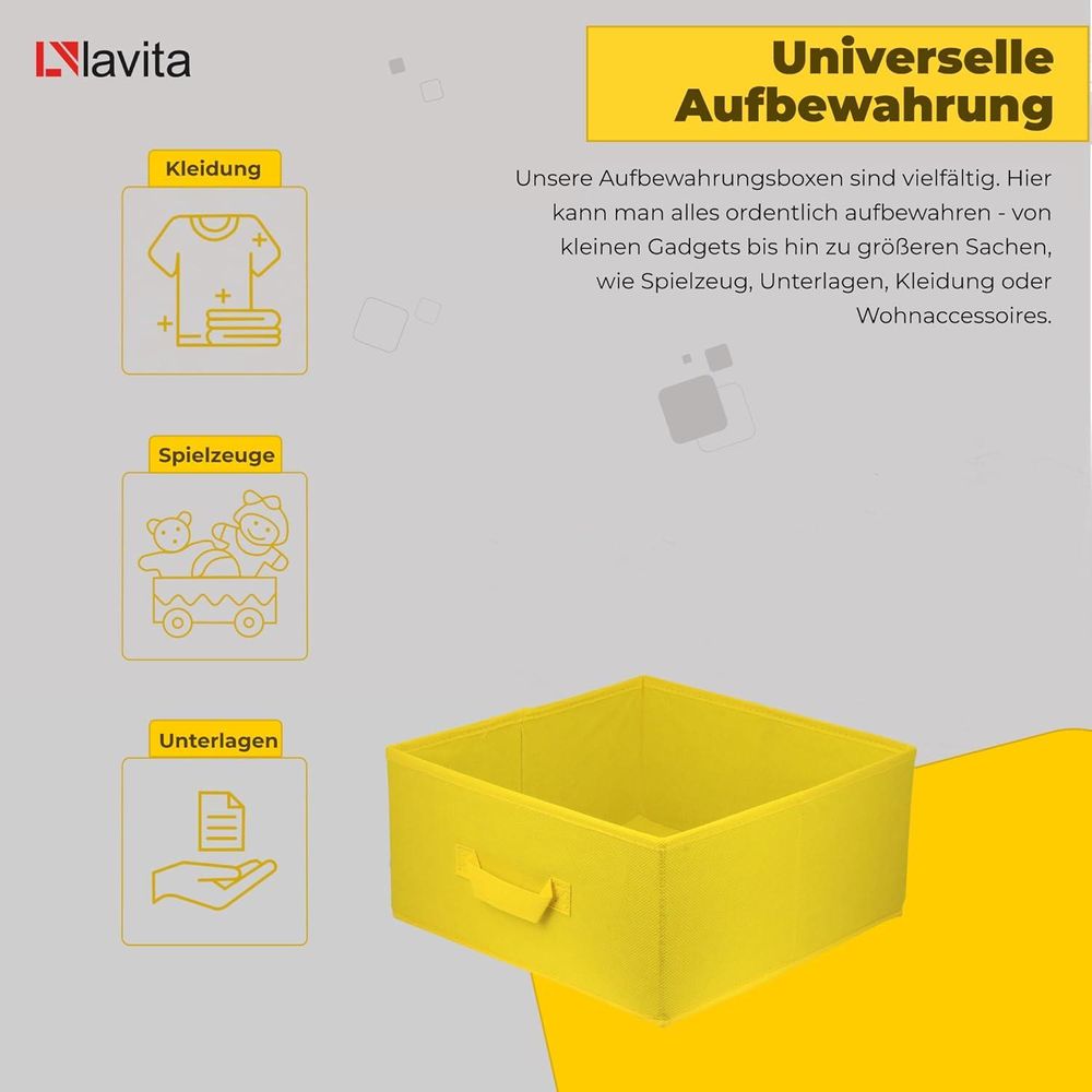 Lavita Storage Box | faltbare Aufbewahrung Boxen 31 x 31 x 15 cm | Schubladen-Organizer Box| Ordnungssysteme für Kleidung | Kleideraufbewahrung & Organisation | Gelb | 1 stück