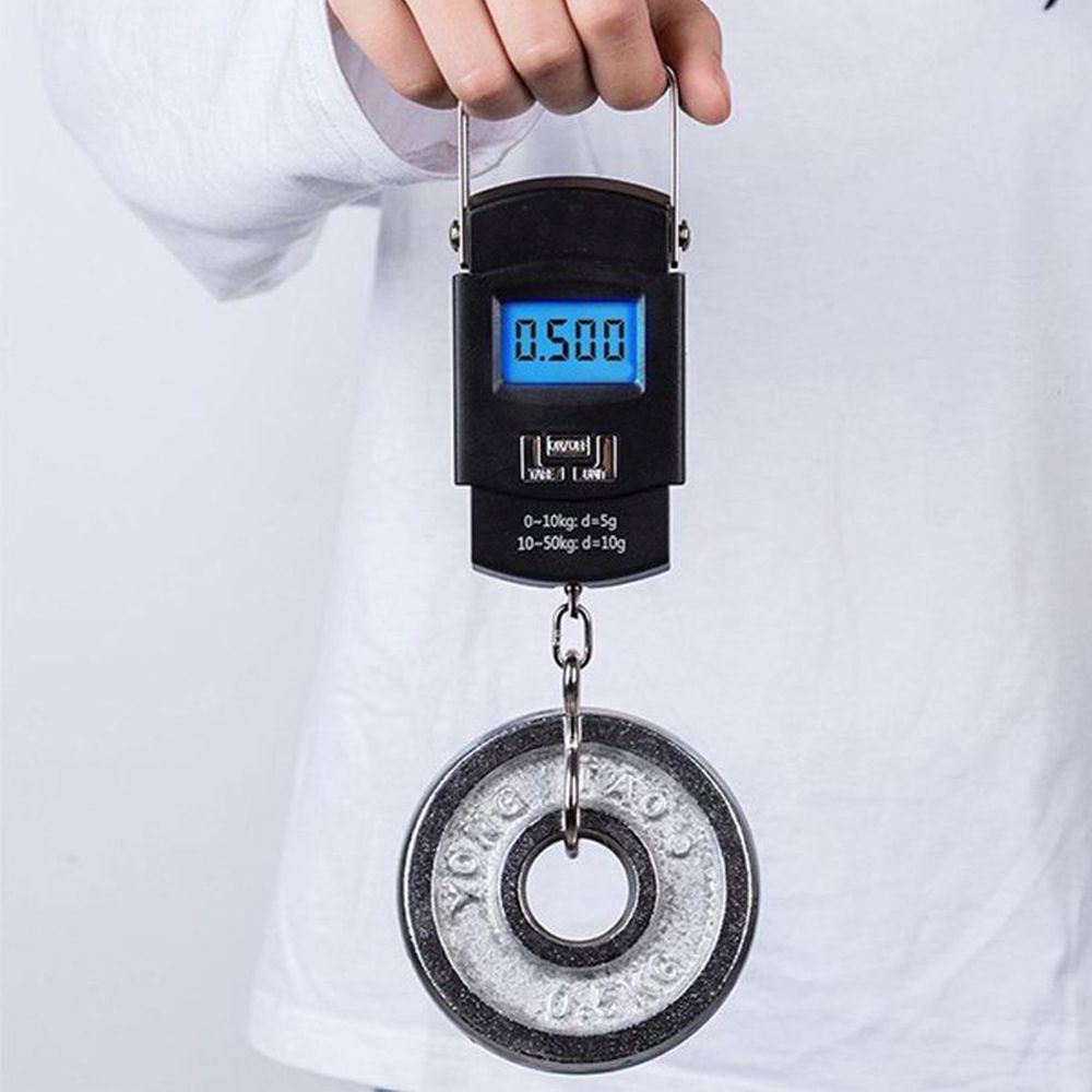 Digitale Kofferwaage Waage LCD Anzeige Gepäckwaage Fischwaagen Hängewaage Handwaage Großem LCD-Anzeige Reisewaage bis 50kg Reisen Gepäck Schwarz Retoo