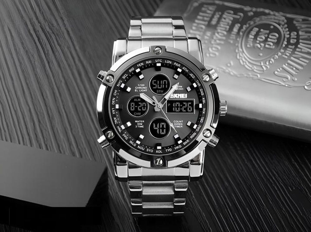 Herren-Sportuhr Digital Trendig Mit Stoppuhr, Datumsanzeige, Alarm, Led + Box