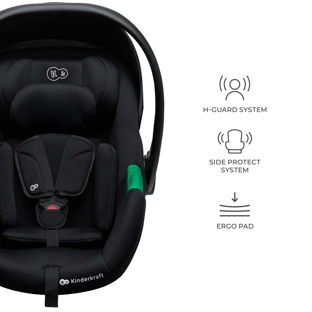 Kinderkraft MINK PRO 2 i-Size Babyschale, Autositz 40–87 cm, R129, SPS+, ISOFIX, H-GUARD+, EASY GROW, kompatibel mit MINK FX 2, Schwarz