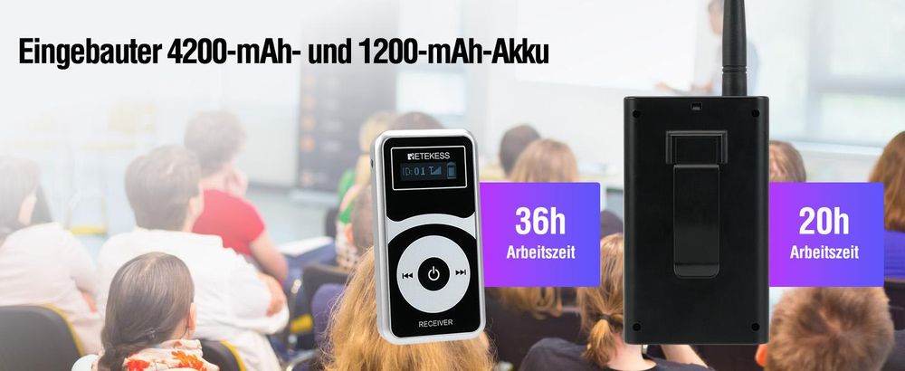 Retekess T130P Kabelloses Tour Guide System, Audio Whisper Tour Guide System, 160m, Geräuschreduzierung, Typ-C Aufladung für Tour Reisen,walkie talkie