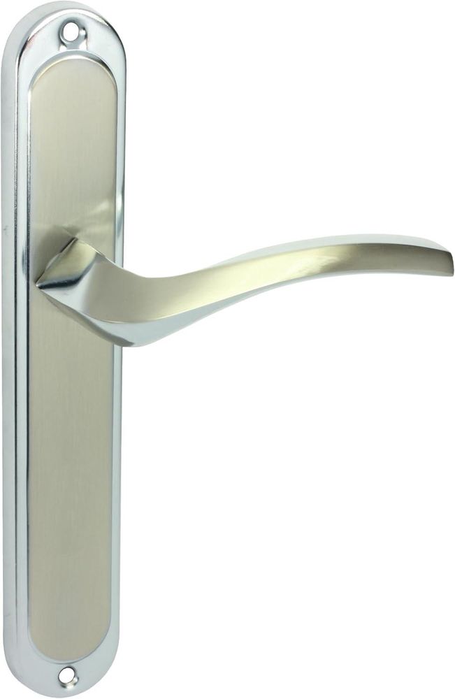 DOMINO Türgriff Blind Drückergarnitur | Langschildgarnitur | Türklinke für Zimmertür, Bürotür, Kellertür & Innentür | L-Form | Türbeschläge aus Aluminium |Silber Türdrückergarnitur | ENIGMA M6/M9
