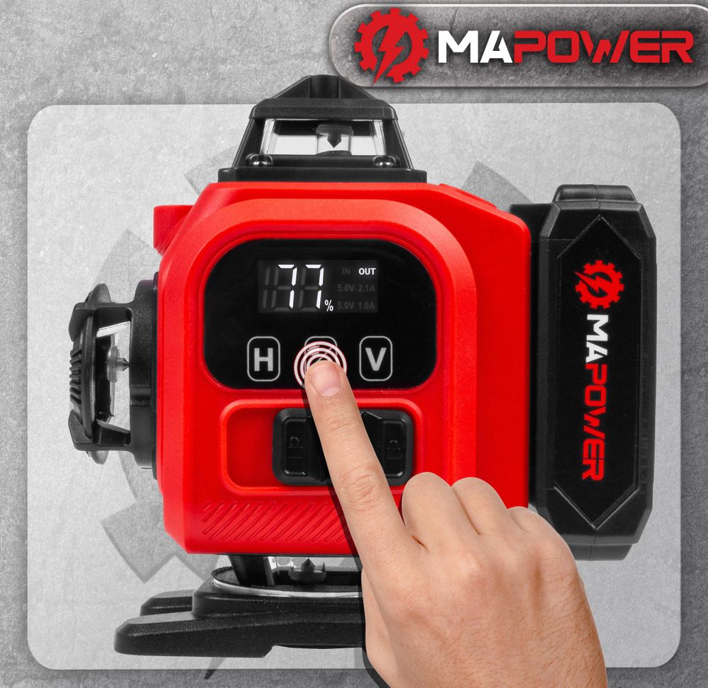 Poziomica laserowa MAPOWER płaszczyznowa 4D laser krzyżowy 360 zielony