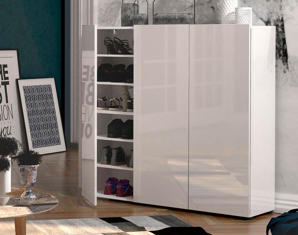 Glossy Schuhschrank – Drehtürenschrank mit 10 Einlegeböden