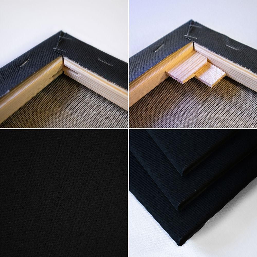 Leinwand auf Keilrahmen 100% Baumwolle 330 g/m² Schwarz grundiert 80x80 cm