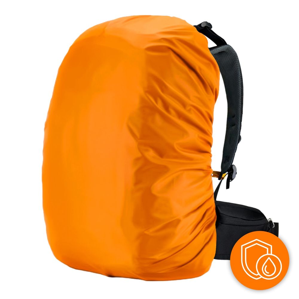 Wanderrucksack 40L Trekkingrucksack Herren & Damen, Titan-Core™ Nylon Outdoor Rucksack mit Regenschutz & Hüfttaschen, EVI SPORT Explorerpack Schwarz
