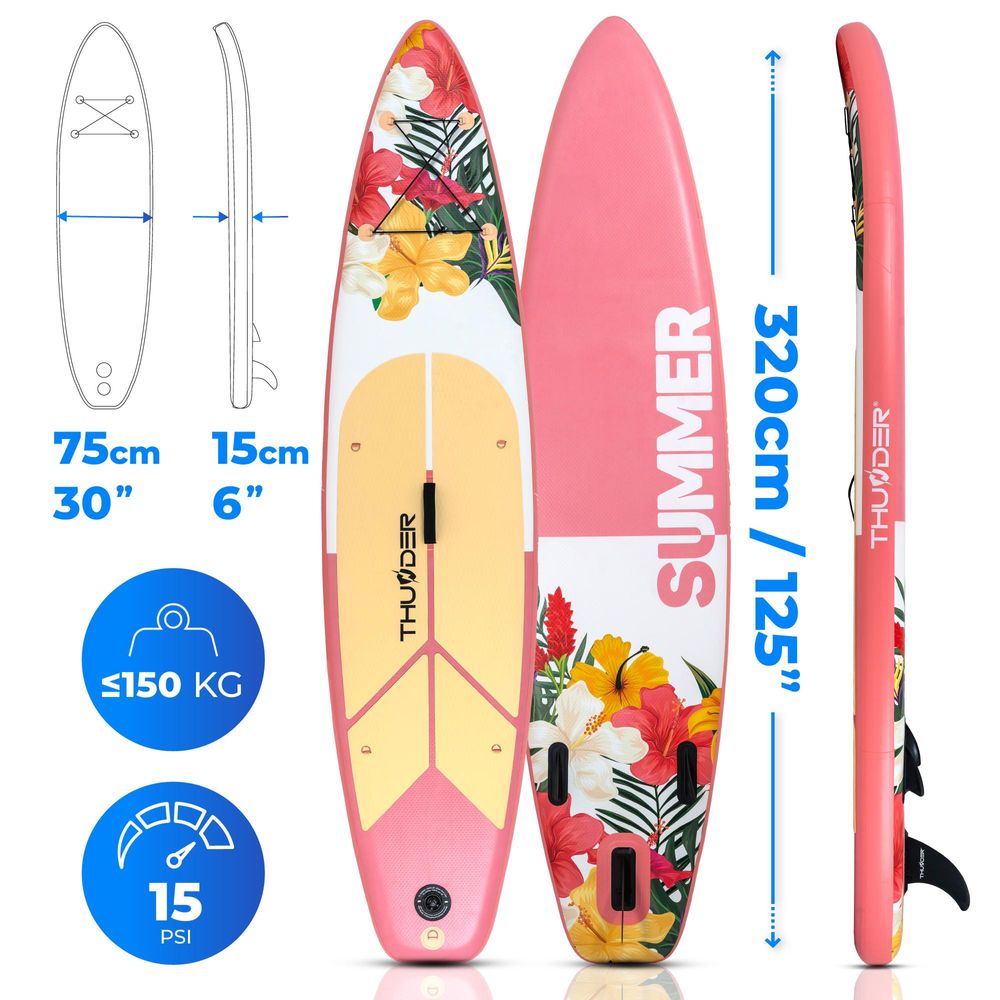 Thunder Viosa 320 Stand Up Paddle Board 320 x 75 x 15 cm Rosa Gelb 150 kg